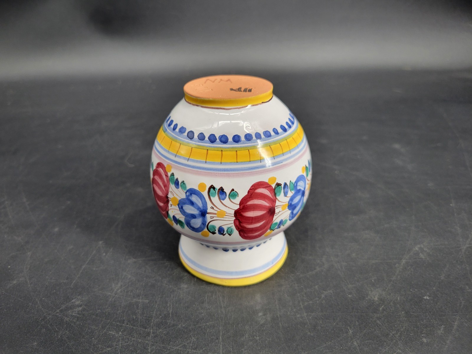 Small Handmade Floral Pottery Vase 4.5 Inches Tall Signed By the Artist