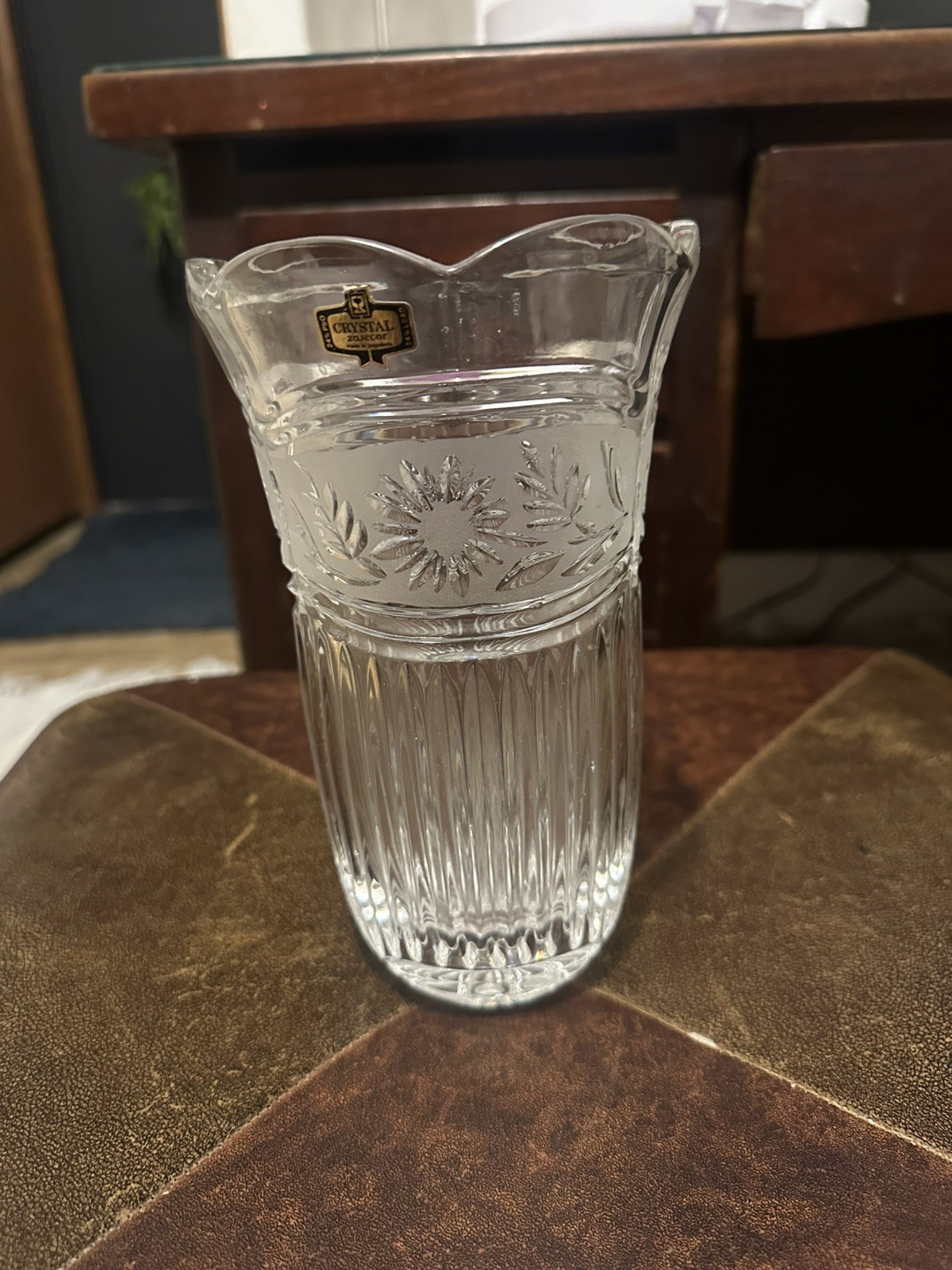 A Beautiful Elegant MCM Crystal Clear Industries 24% Lead Crystal Vase