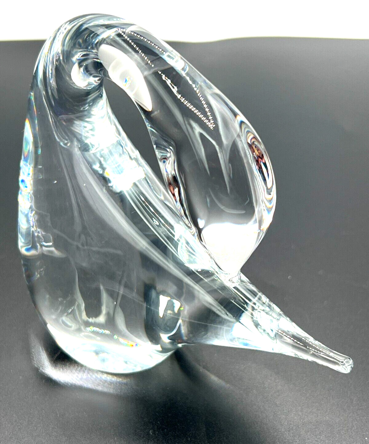 Marcolin Swedish Crystal Swan Art Glass Signed Hand Blown Murano Styled Glass
