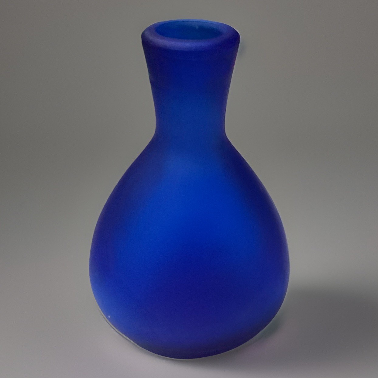 Vtg 6” Small Cobalt Blue Frosted Satin Glass Decanter/ Vase/ Bottle Taiwan 1980s