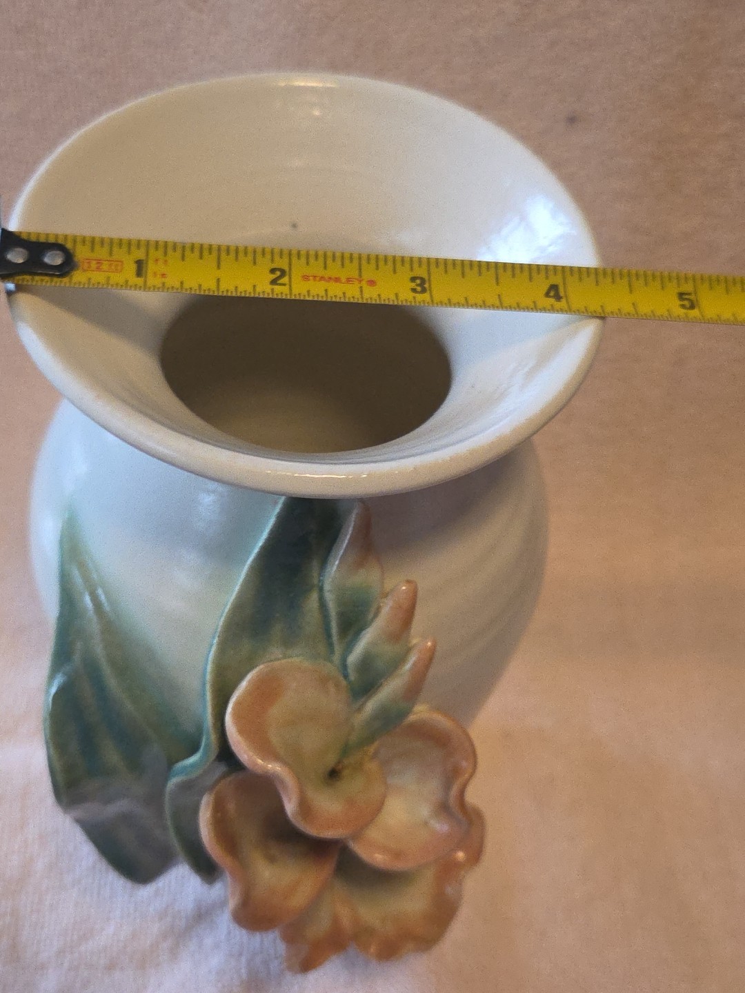 Floral Flower Vase Calla Lily Art Studio Pottery Signed Kausalik- Beautiful