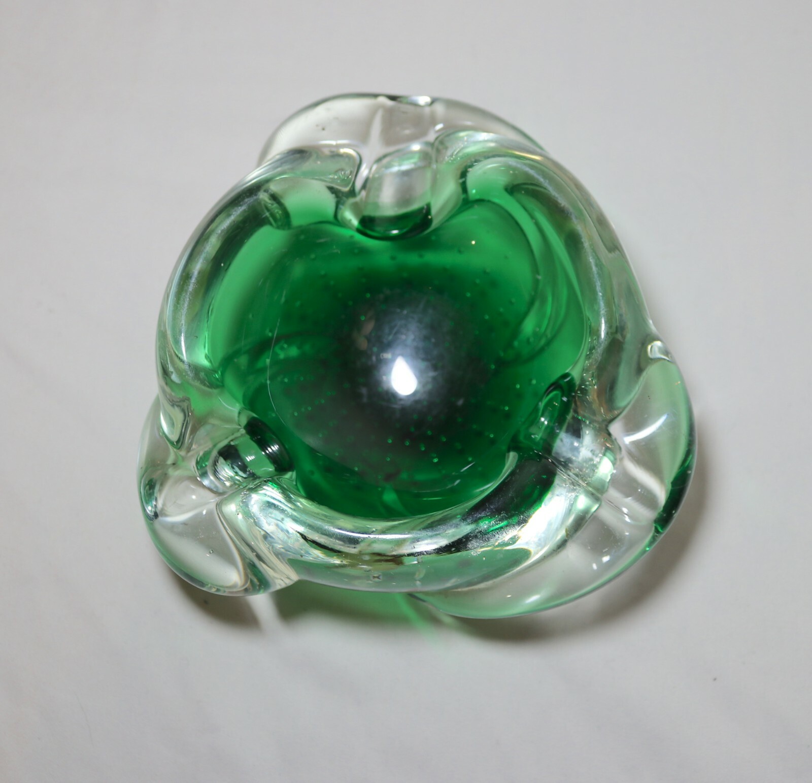 vintage hand blown Murano control bubble art glass cigarette cigar ashtray Italy