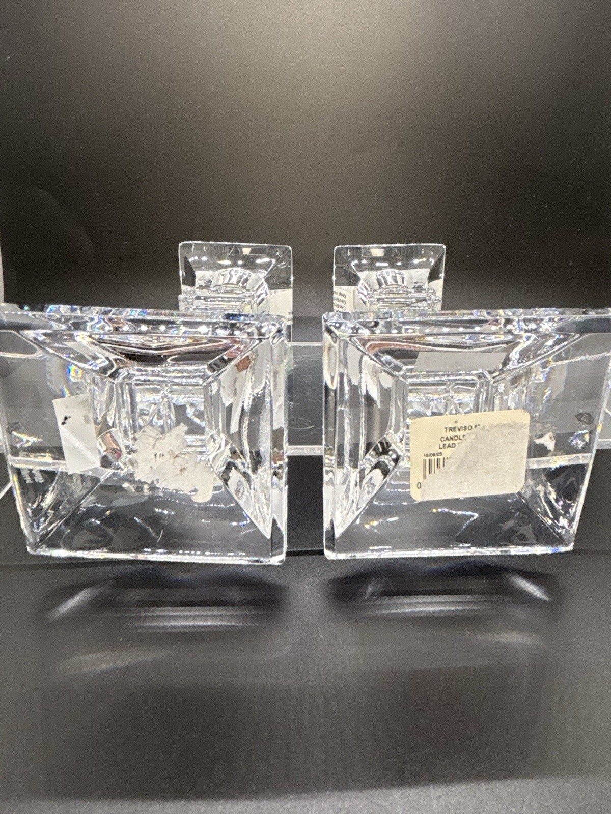 Marquis By Waterford Treviso Crystal Candlestick 6” Pair Square New (Other)