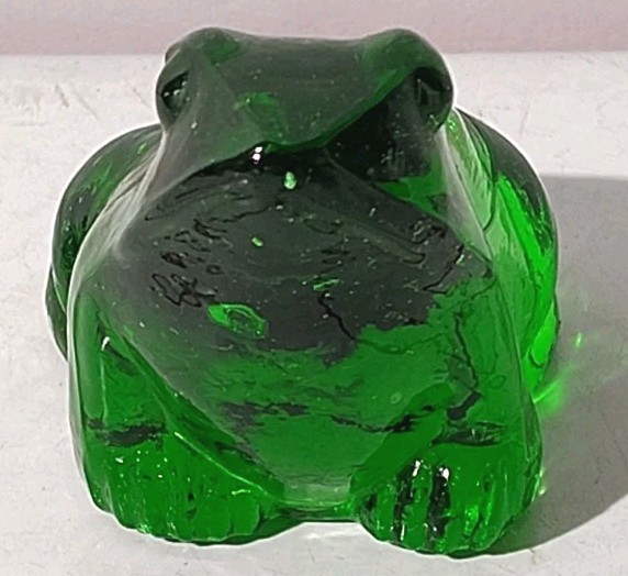 Vintage Green Art Glass Frog 2”h