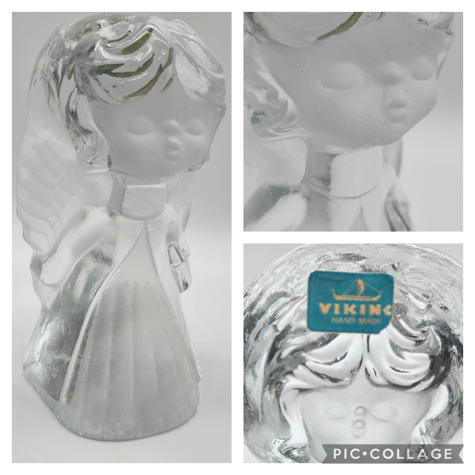 Vintage Viking Crystal Statue Kissing Girl Bookend 7.5” Orginal Sticker 4 LBS