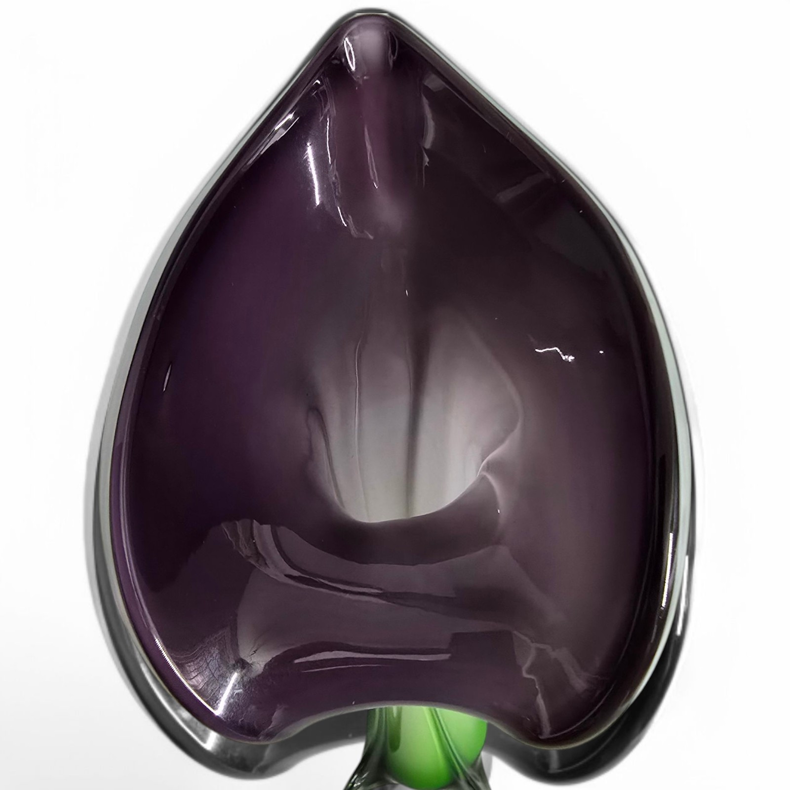Jack in the Pulpit Amethyst Calla Lily 15.75″ Vase Purple White Green VINTAGE