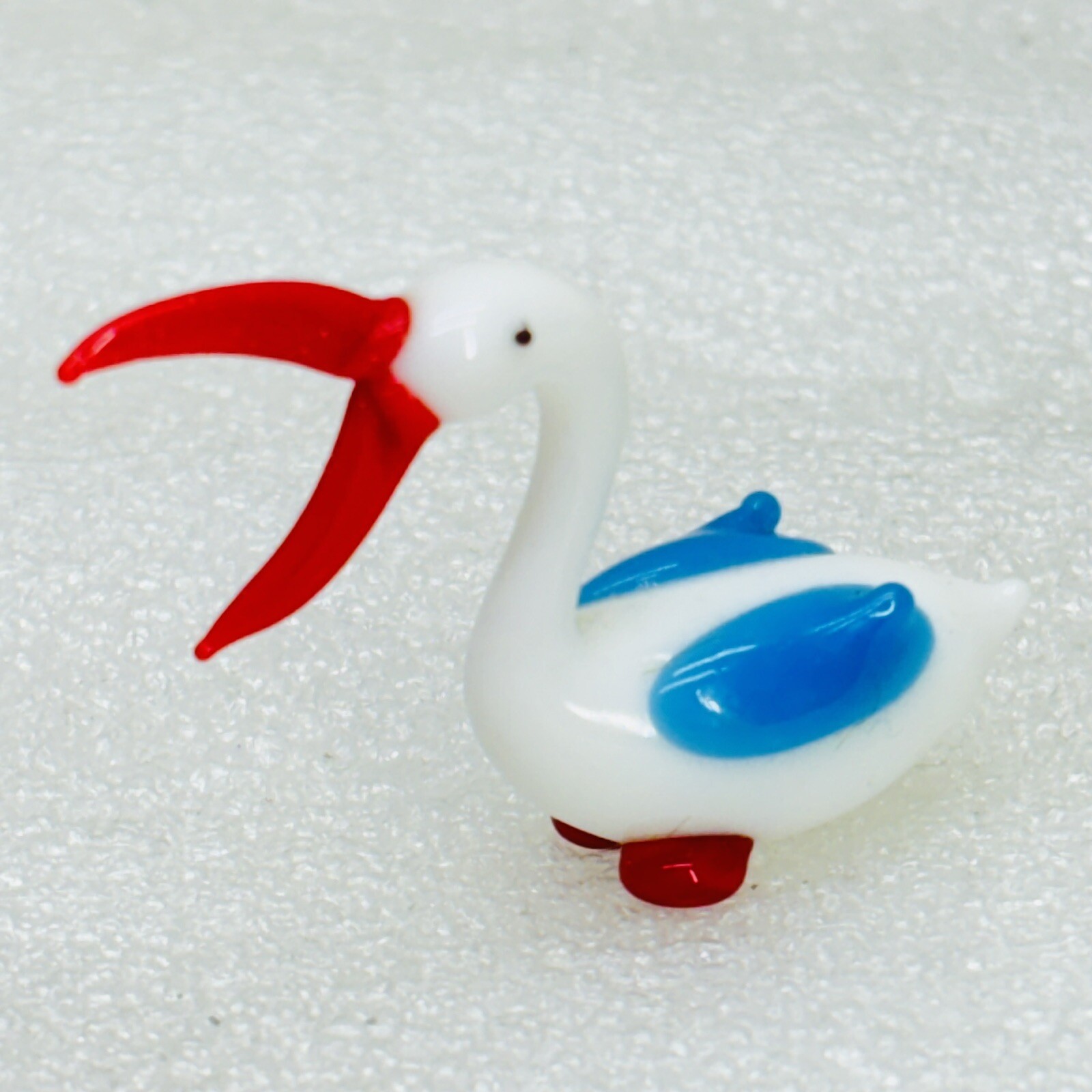 VTG‼ Miniature Collectible Hand Blown Art Glass White Pelican Bird Figurine •EX‼