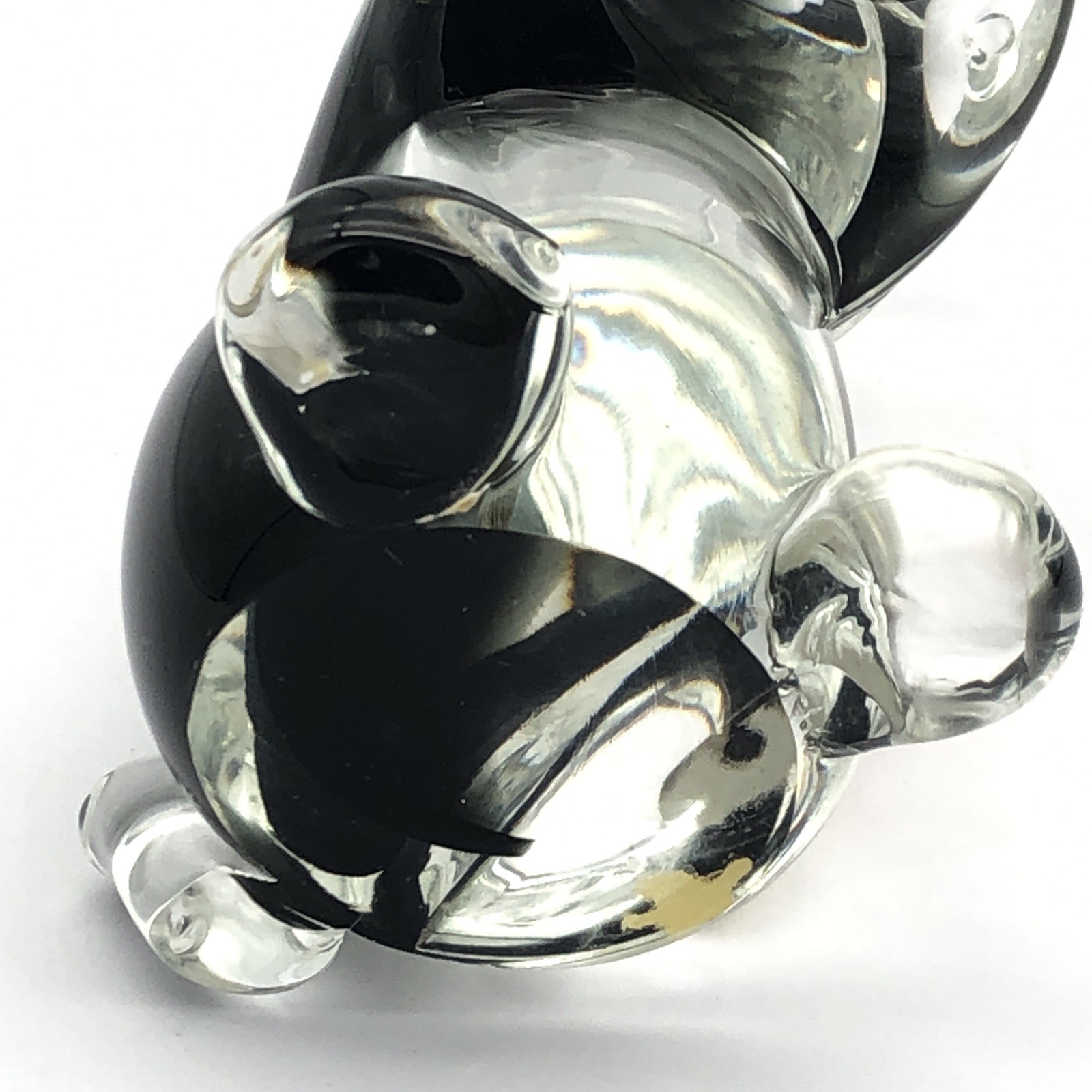 Vintage Murano Style Handcrafted Charcoal Black Glass Long Ear Rabbit Sculpture