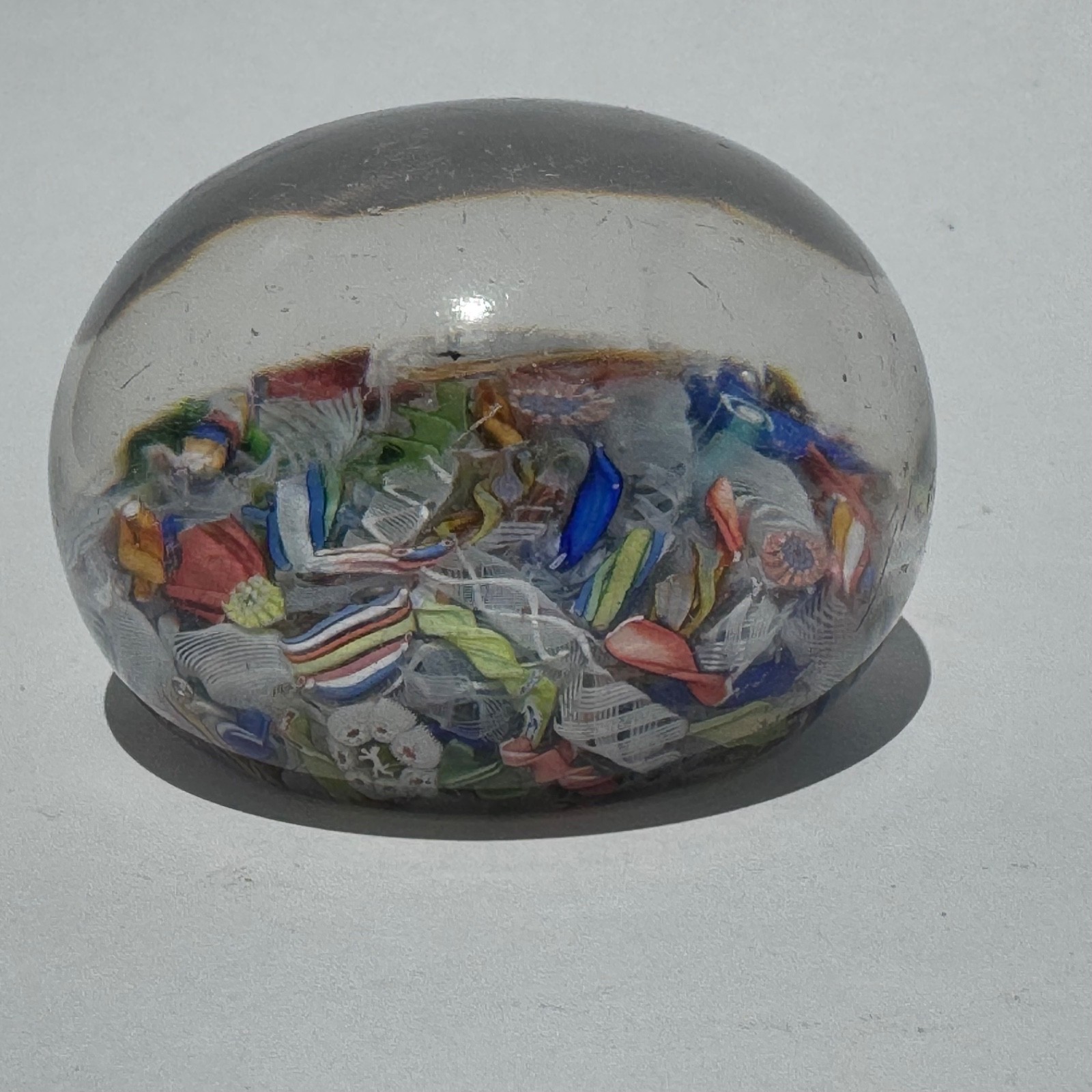 Antique Saint Louis Scramble Paperweight w/ Dancing Devil & Dog Silhouette Canes