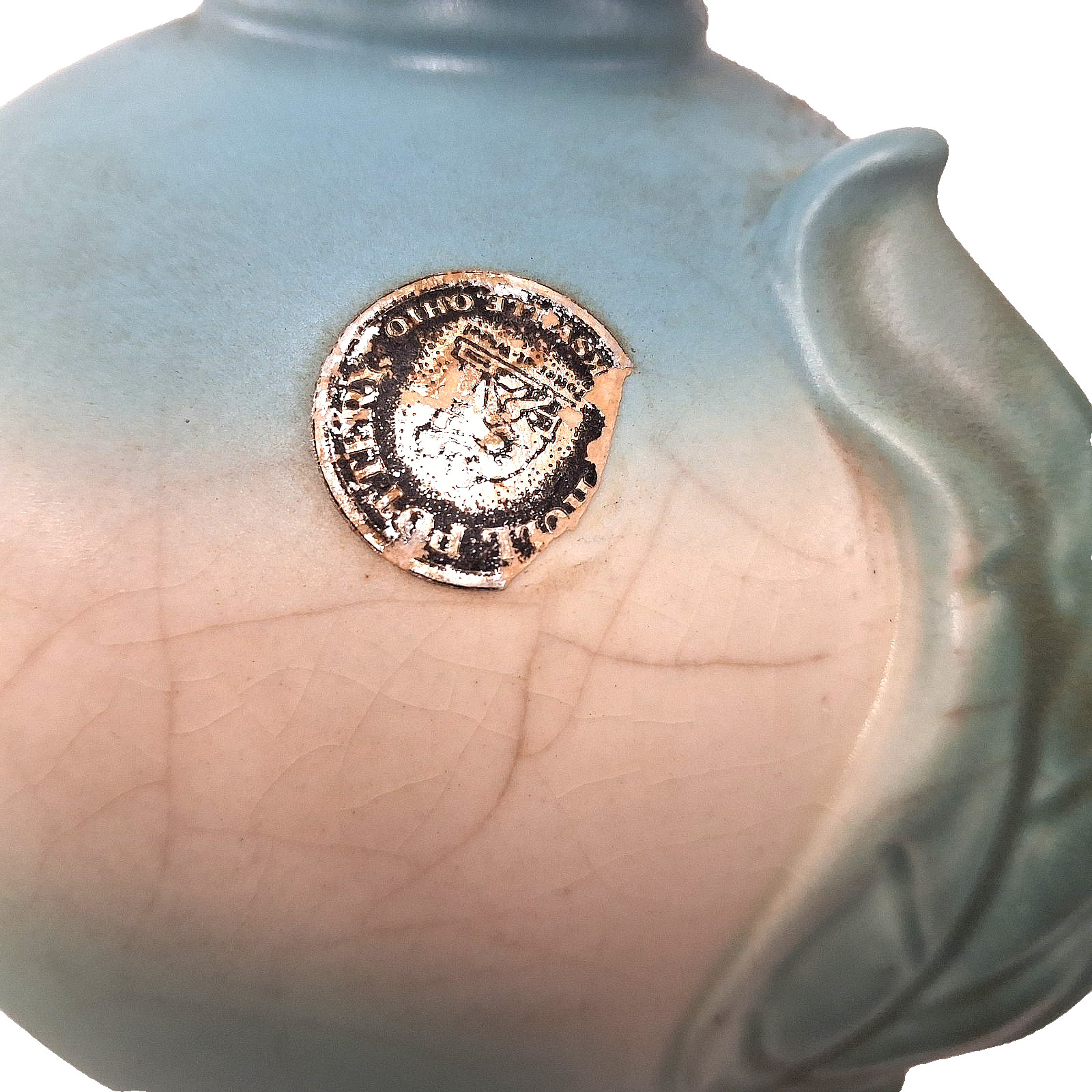 Hull Bow Knot Vase Raised Floral Relief Art Pottery USA Vintage