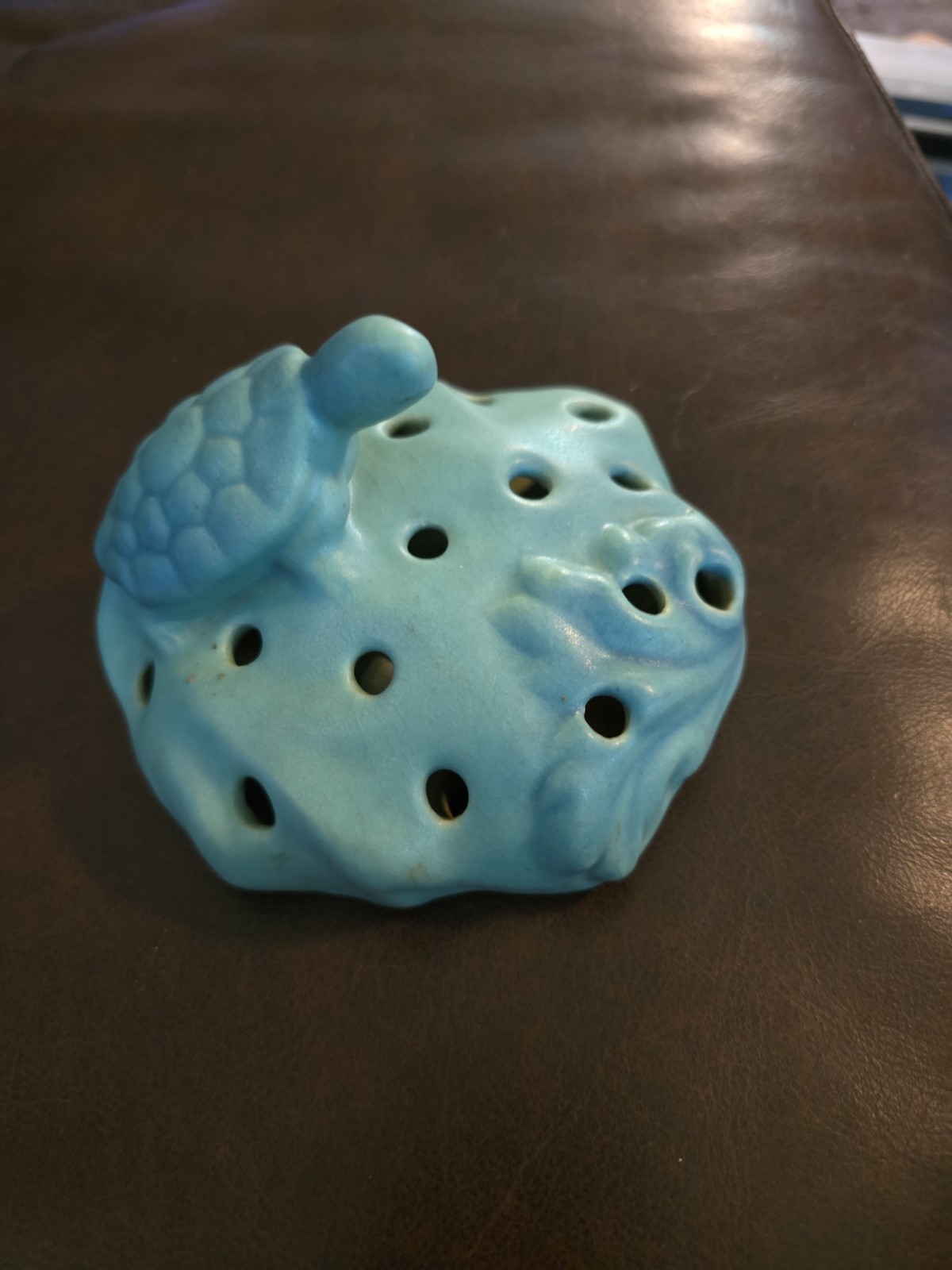 Van Briggle Pottery Turtle Flower Frog Lady Maiden of the Lake Ming Blue
