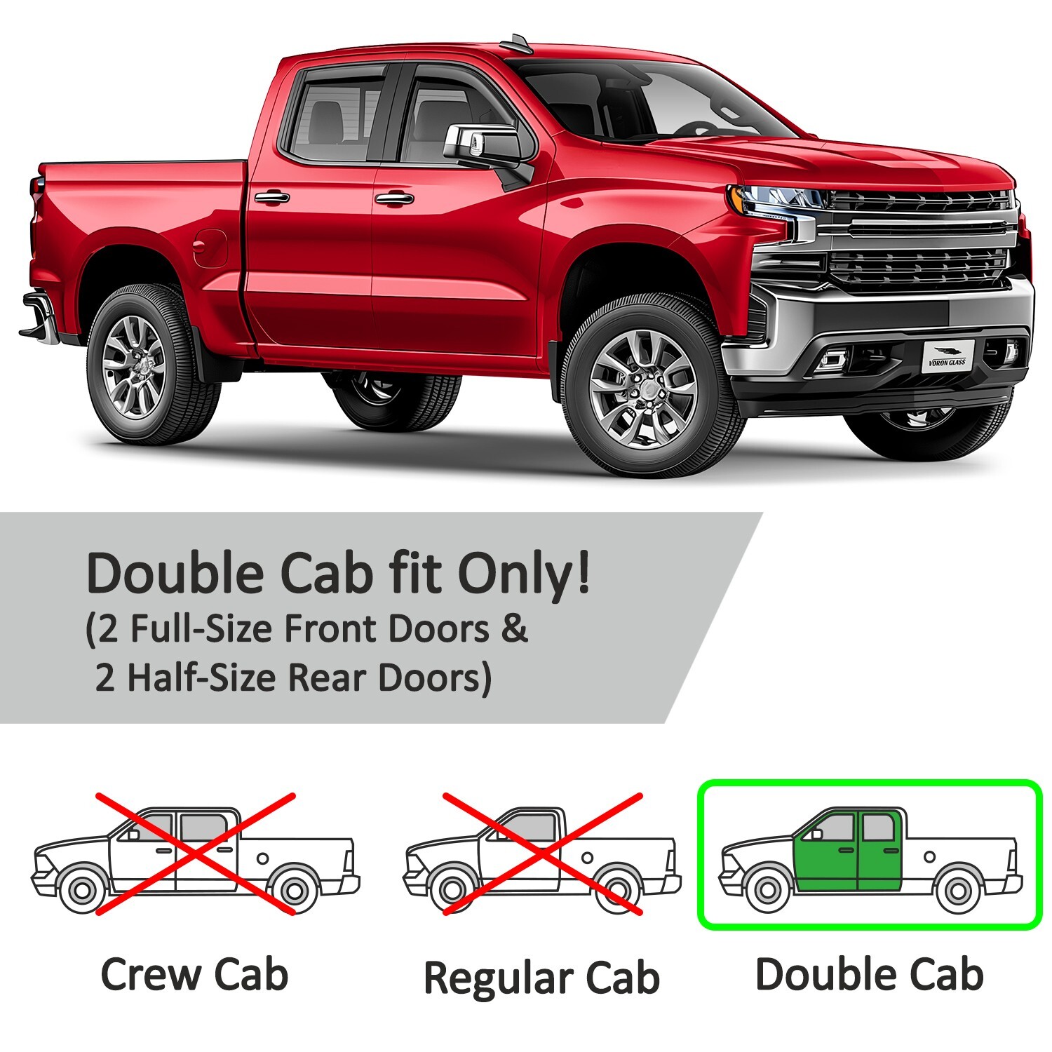 Sun Rain Visors Wind Rain Guards for 2019-2025 Chevy Silverado Double Cab