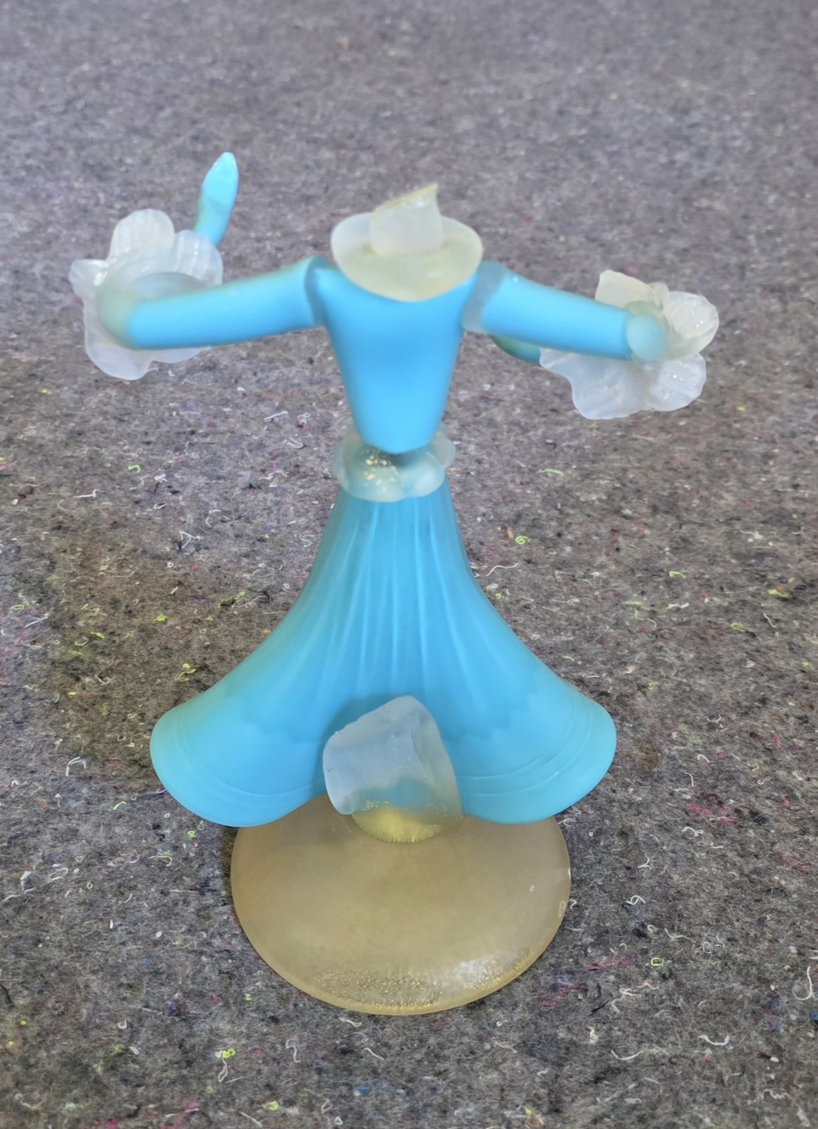 TURQUOISE/CLEAR W/GOLD SPECS MURANO SOUTHERN BELLE ITALIAN ART GLASS 40’s AS IS