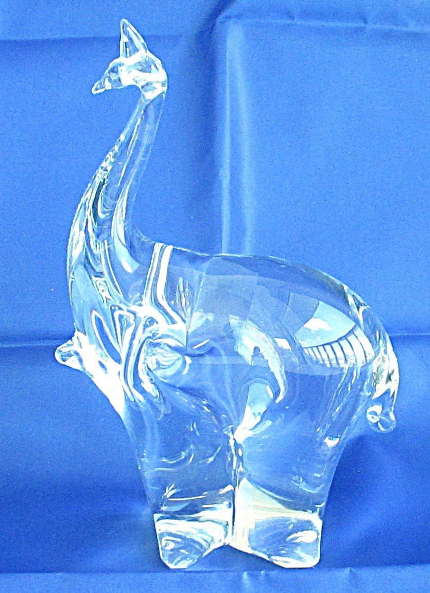 Eneryda Sweden Art Glass Crystal Elephant Paperweight 8 inches Tall