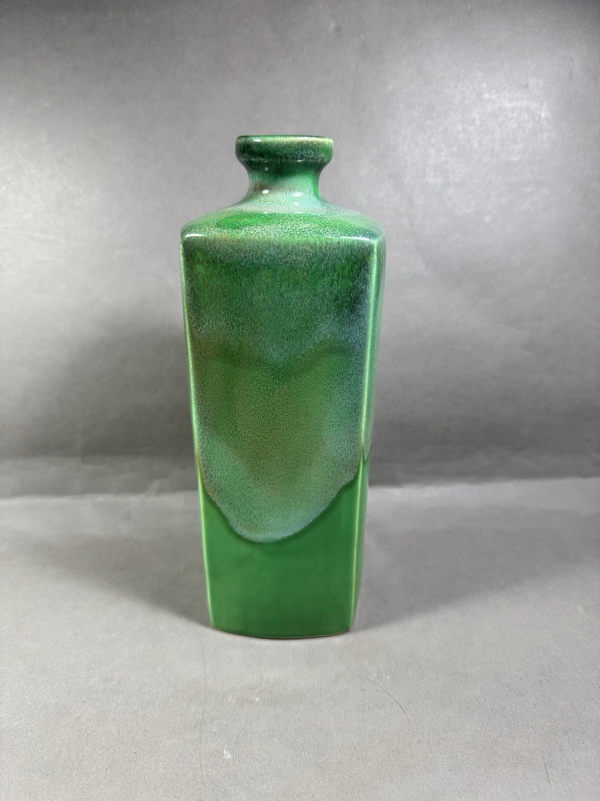 Vintage Norleans Green Drip Glaze Art Deco Pottery Vase Flower