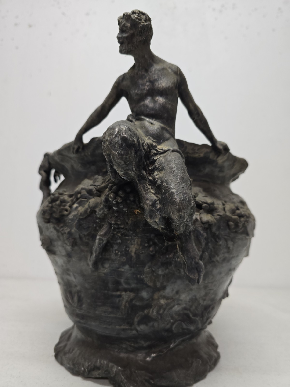 Antique Art Nouveau Pewter Satyr Cache-Pot Attributed to Hans Stoltenberg-Lerche
