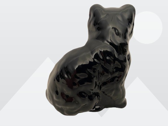 Mosser Glass Post 2009 Black Kitty Fluffy Kitten 3.25″ Figurine Made In USA #123