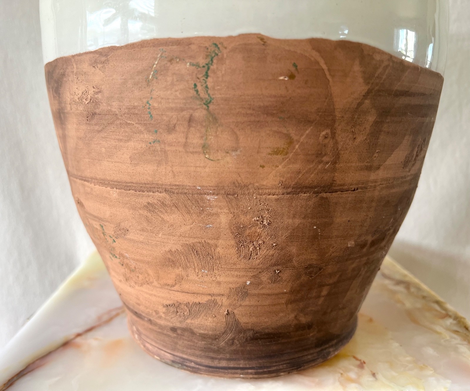 Vintage Made in Italy Large 12” Pottery Urn Vase Cream Glaze Terracotta Look