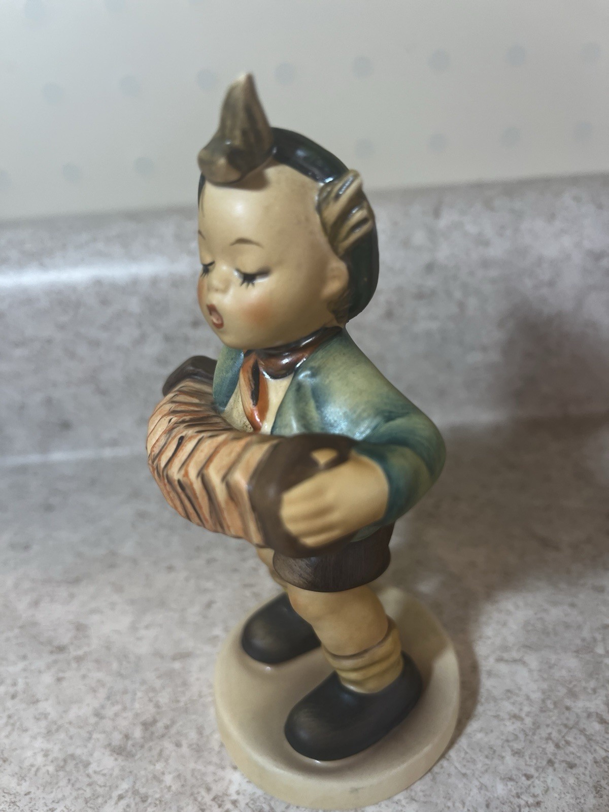 Goebel Boy Accordion Player Figurine #185 Hand Painted Germany Ceramic