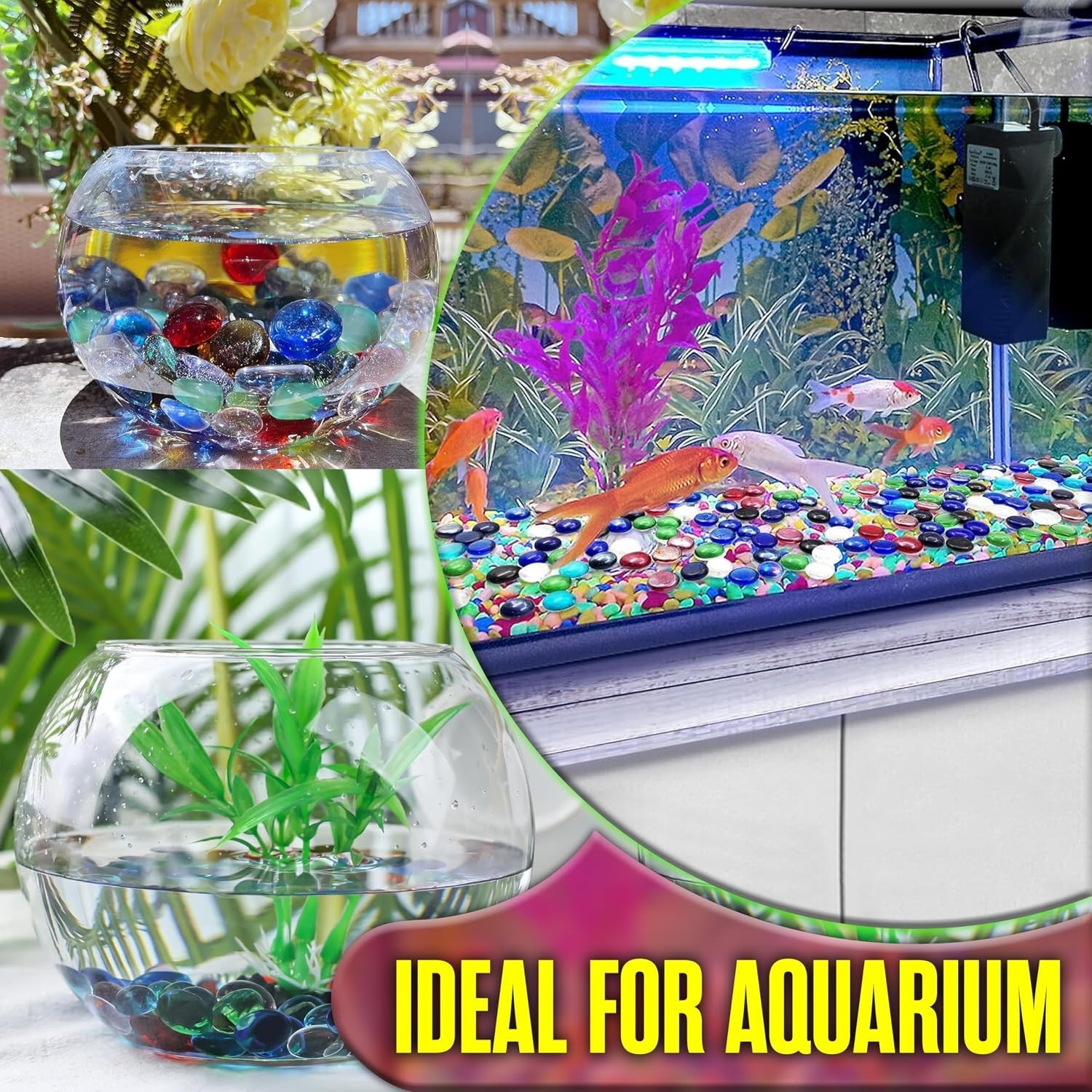 5LB Glass Pebbles Mix for Vases & Aquariums