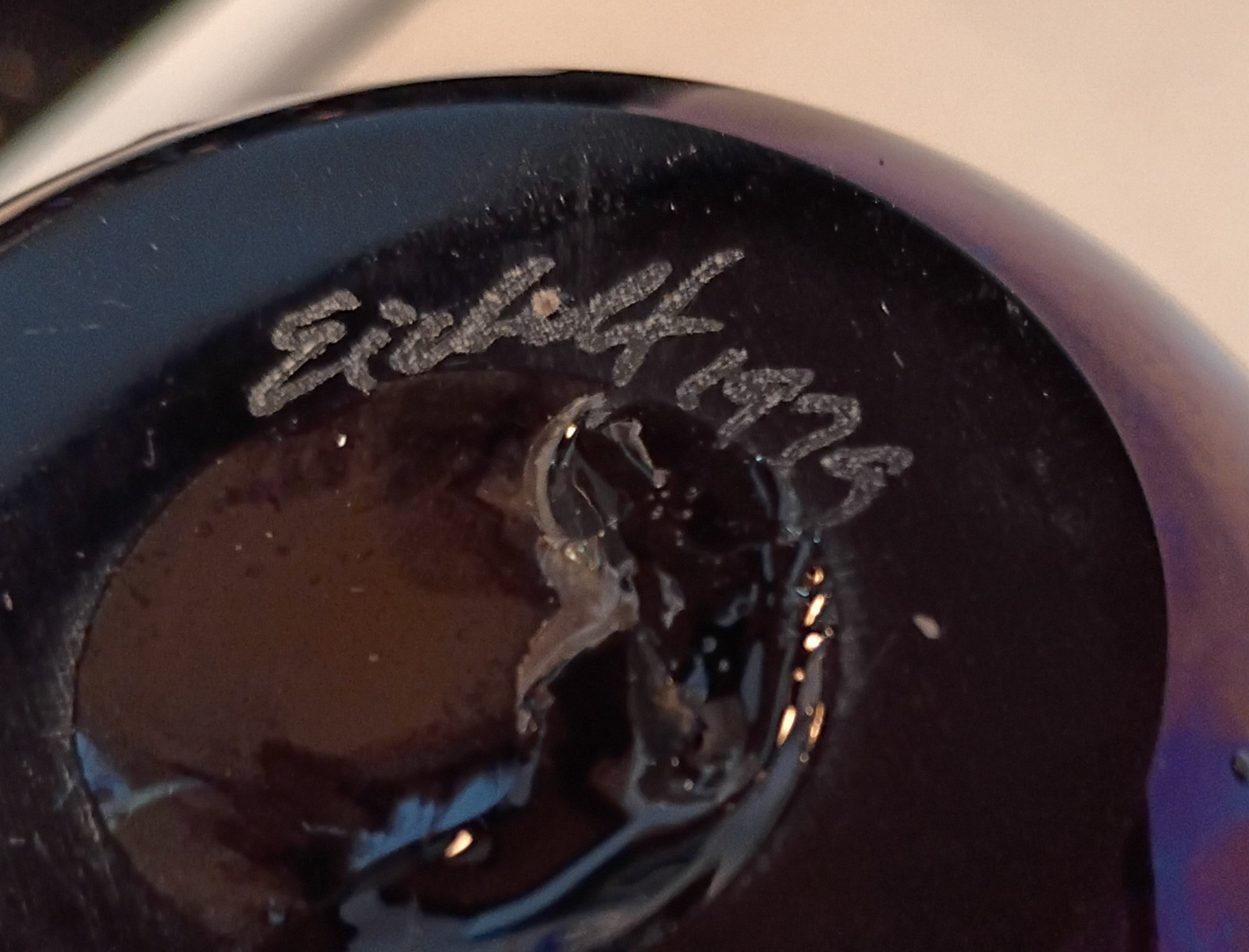 Very Rare 1979 Signed Robert Eickholt Iridescent Splatter 10.25″ Art Glass Vase