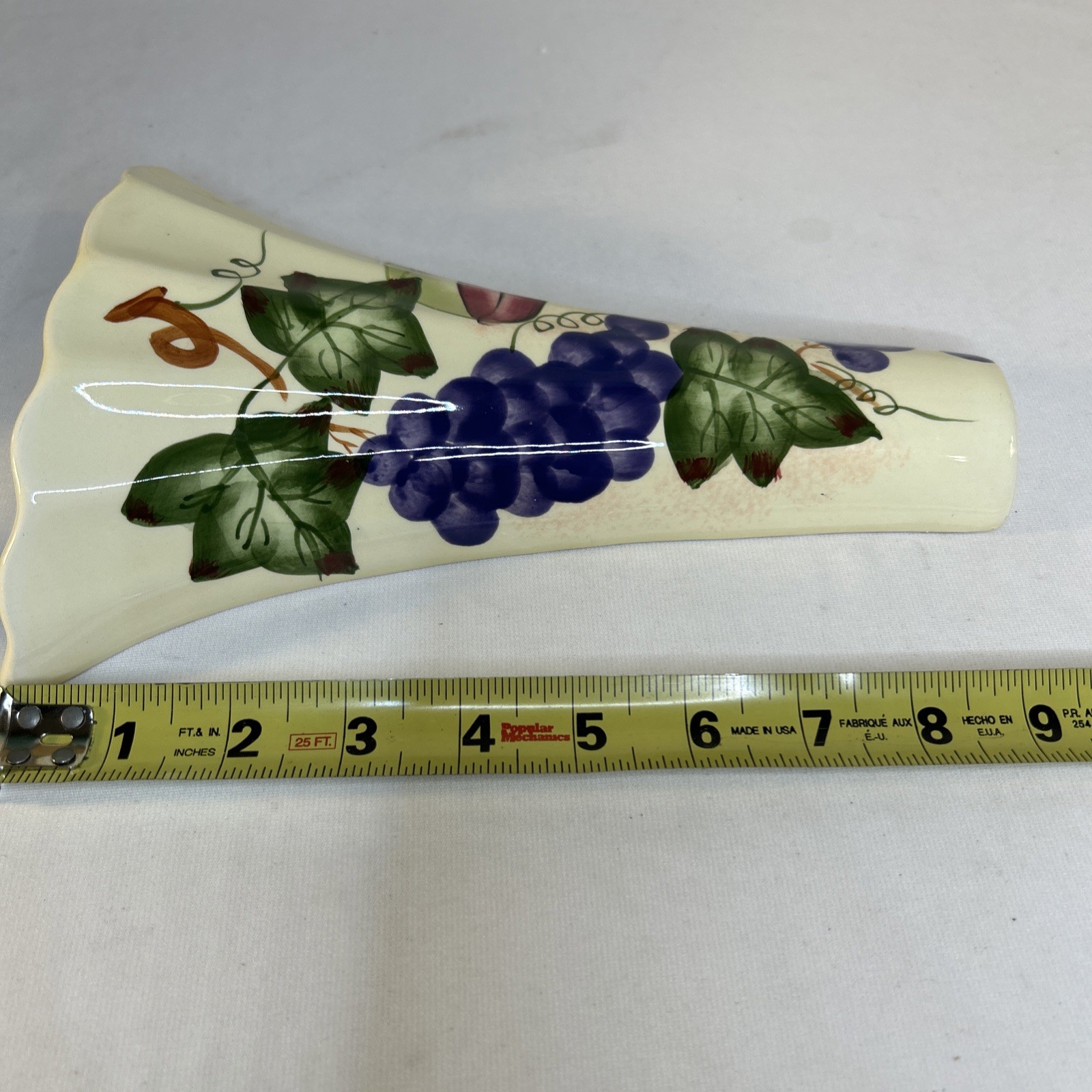 Ceramic Wall Pocket Planter Vase Grapes & Wine – 9.75″