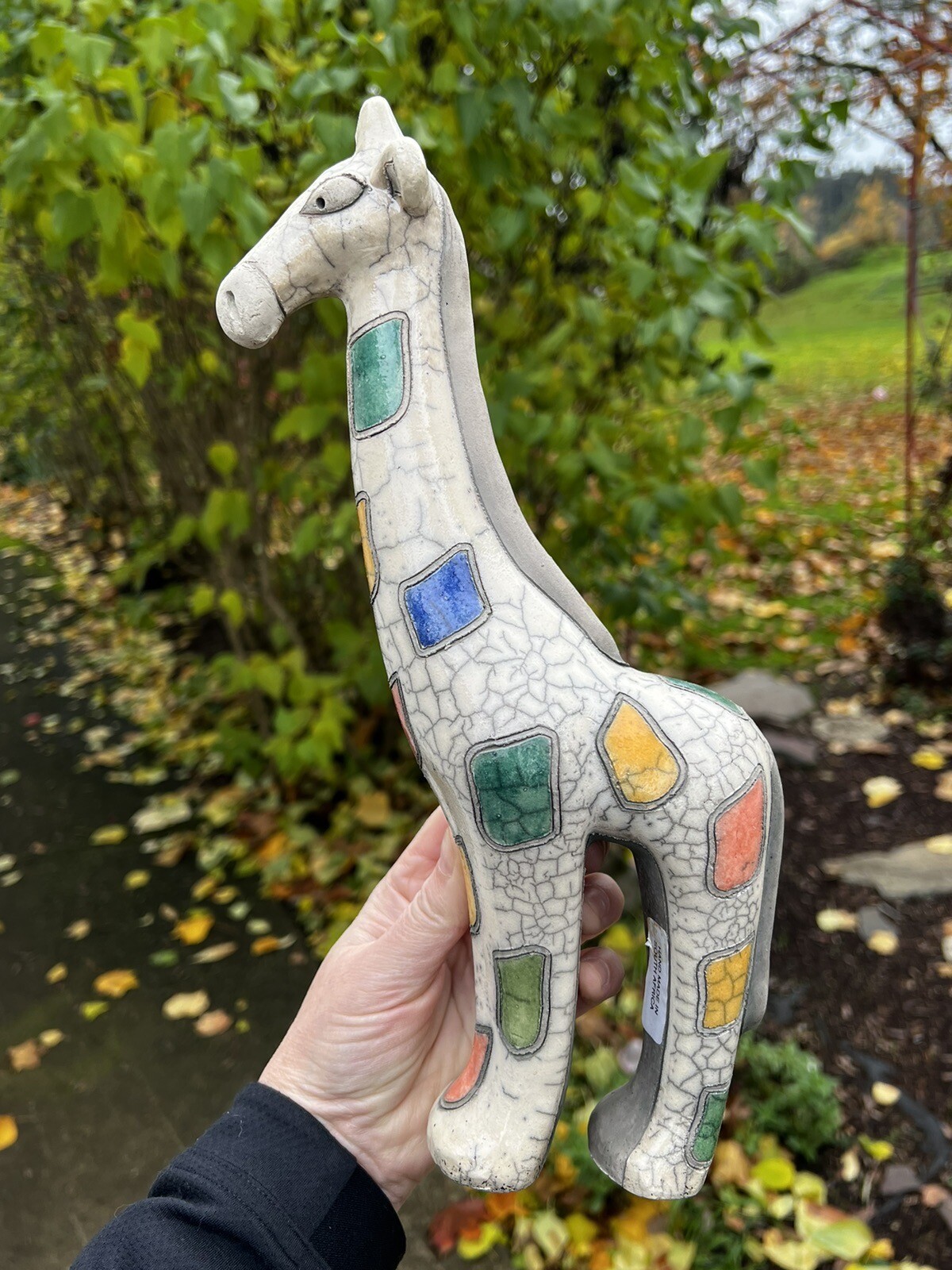 FENIX Raku Pottery 12″ Giraffe Figurine Hand Made in South Africa Mosaic Style