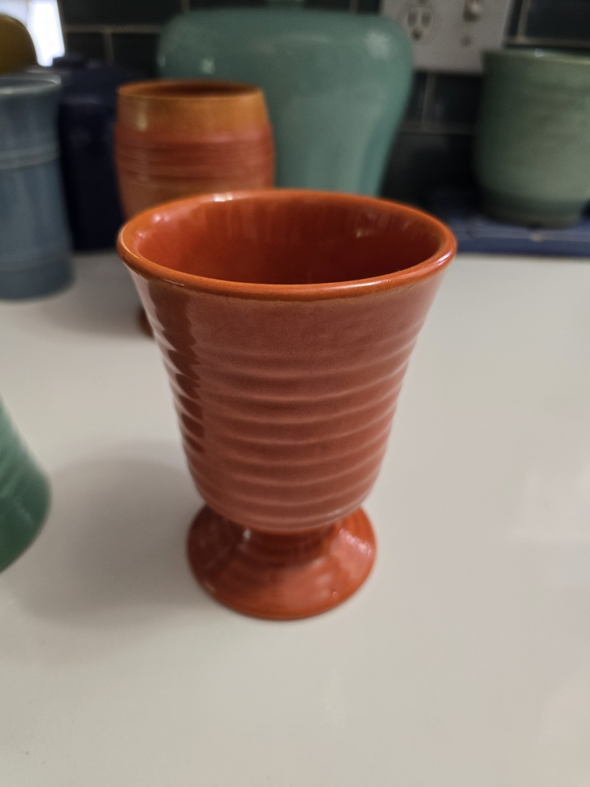 Bauer Pottery Ringware Goblet Orange Mint