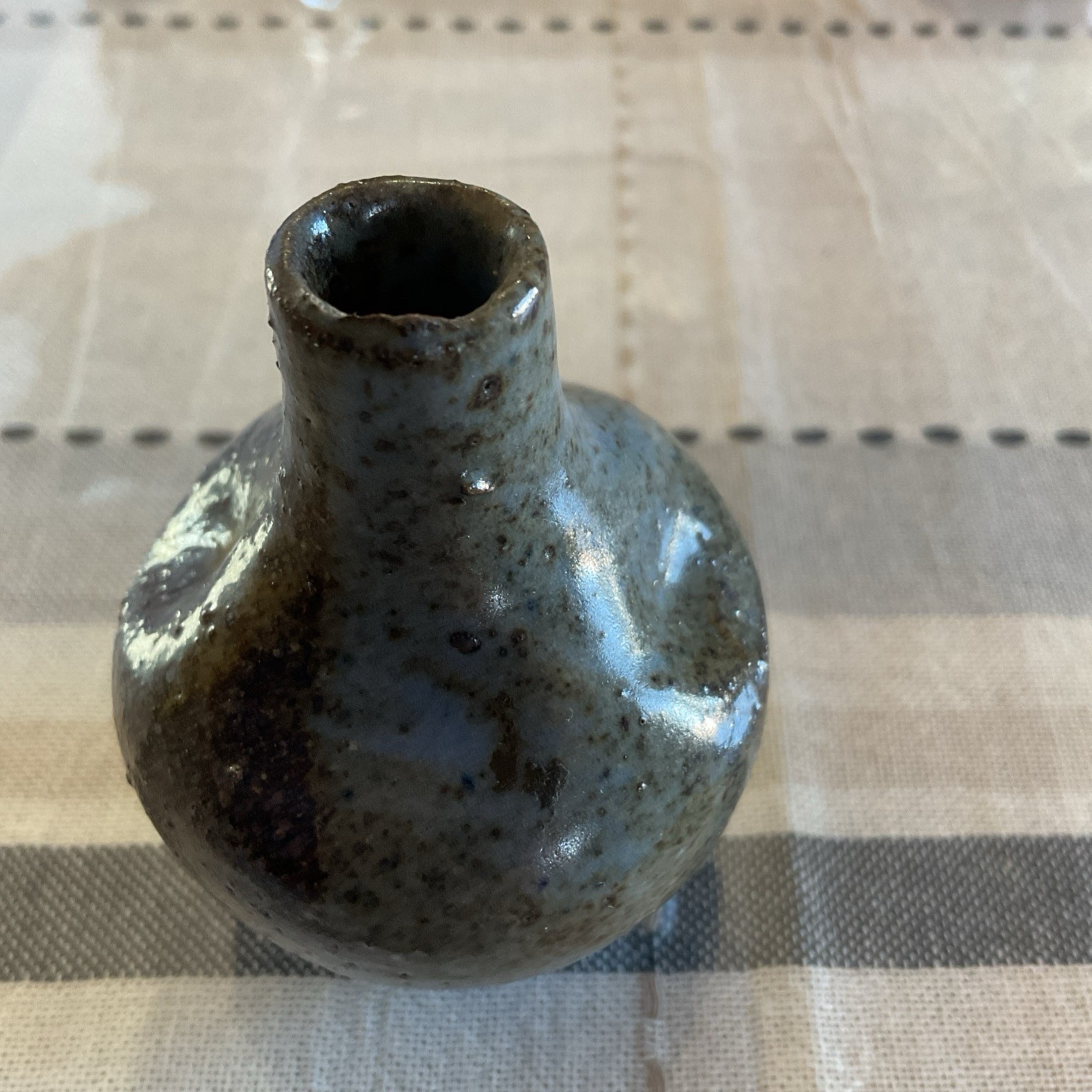 Pottery Bud Vase 3 Inches Tall Signed