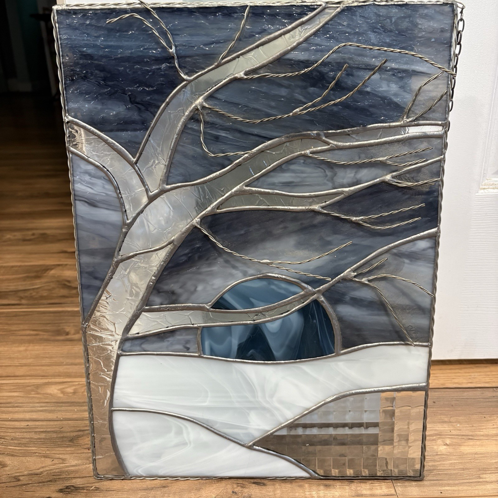 Winter Landscape Stained Glass Panel By Bill Boudreau Songbird Studio
