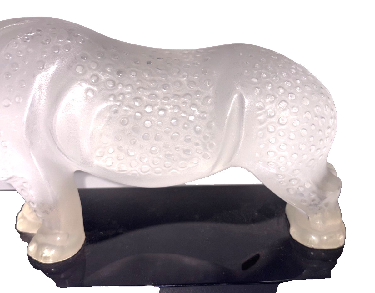 Lalique Crystal Toba Rhino on Black Plinth