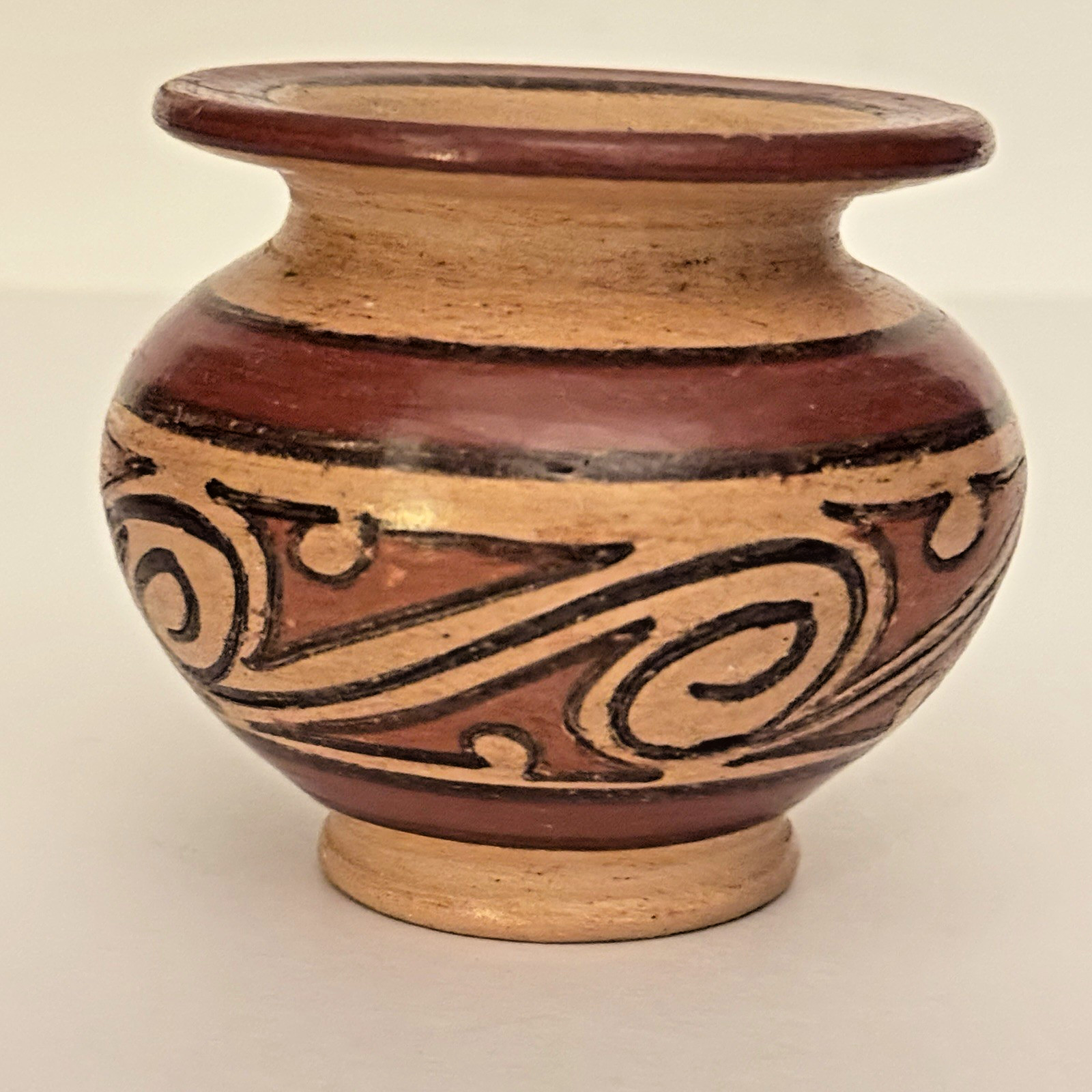 VTG La Peña Cerámica Veruguas Panama Handmade Pottery Vase Hecho A Mano 2-7/8″H