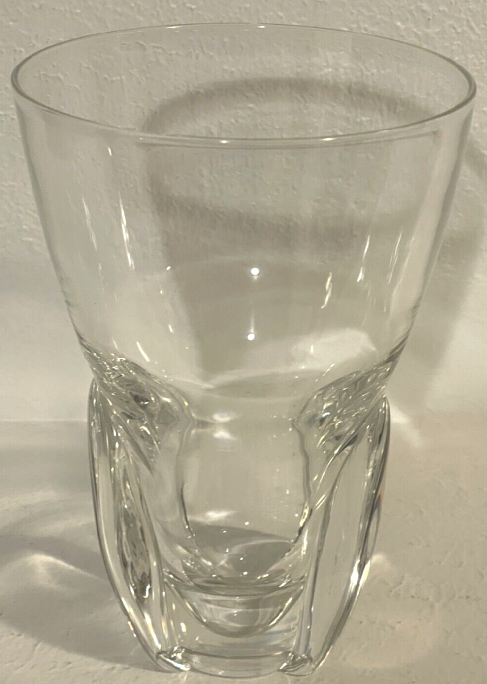 Vintage Hand-Signed STEUBEN GLASS 8″ Tall Wide-Mouth Crystal Flower Vase