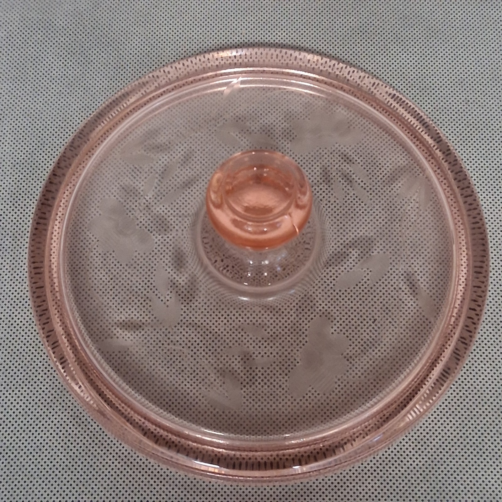 Pink Depression Glass Candy Nut Relish Dish 3 Part Divided Floral Lid Starburst