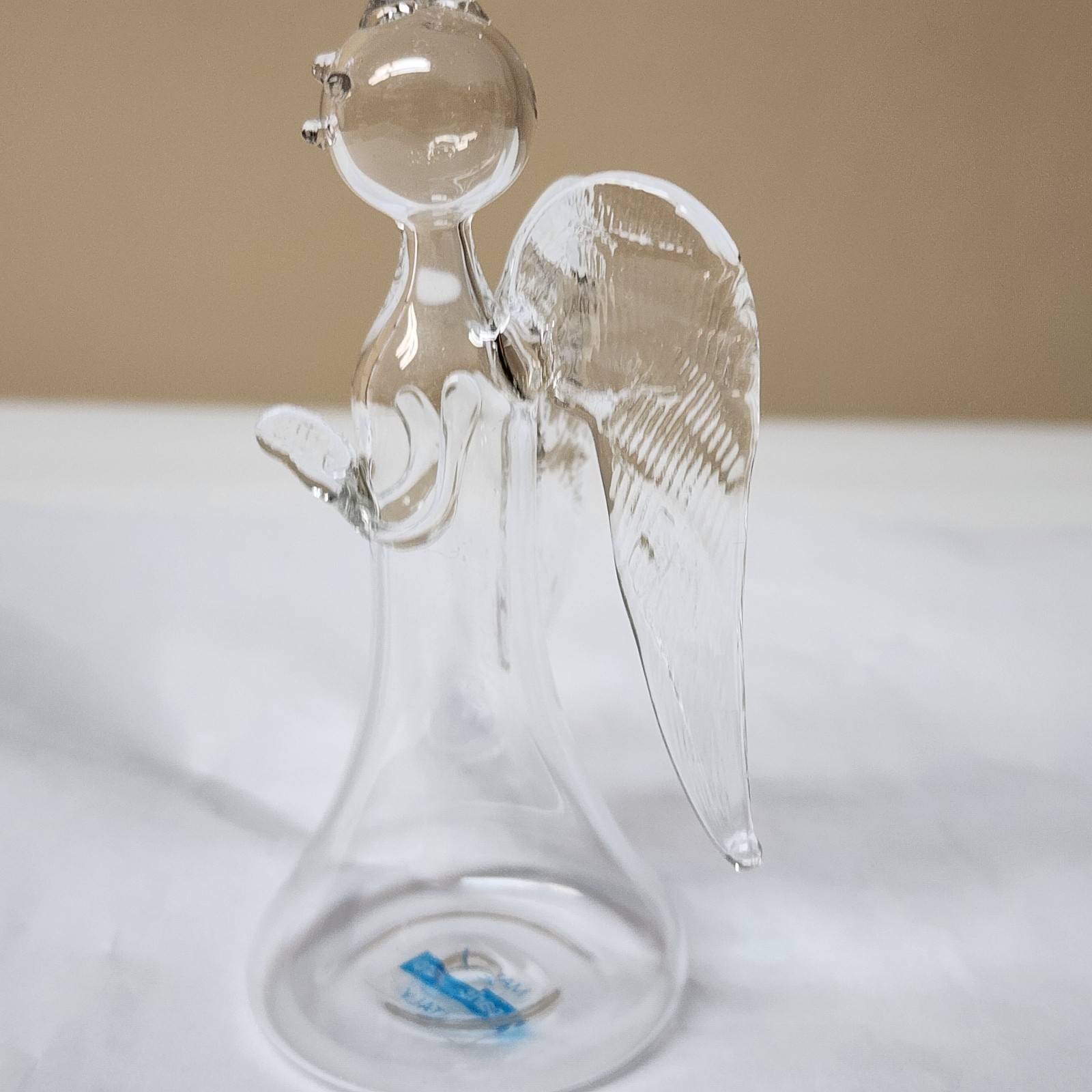 Vintage 4″ Hand Blown Art Glass Parise Vetro Italy Clear Glass Angel Ornament