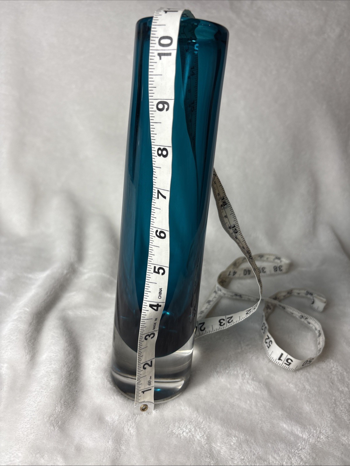 Gunnar Ander Lindshammar Sweden Teal Art Glass Vase MCM Scandanavian Vintage 11”