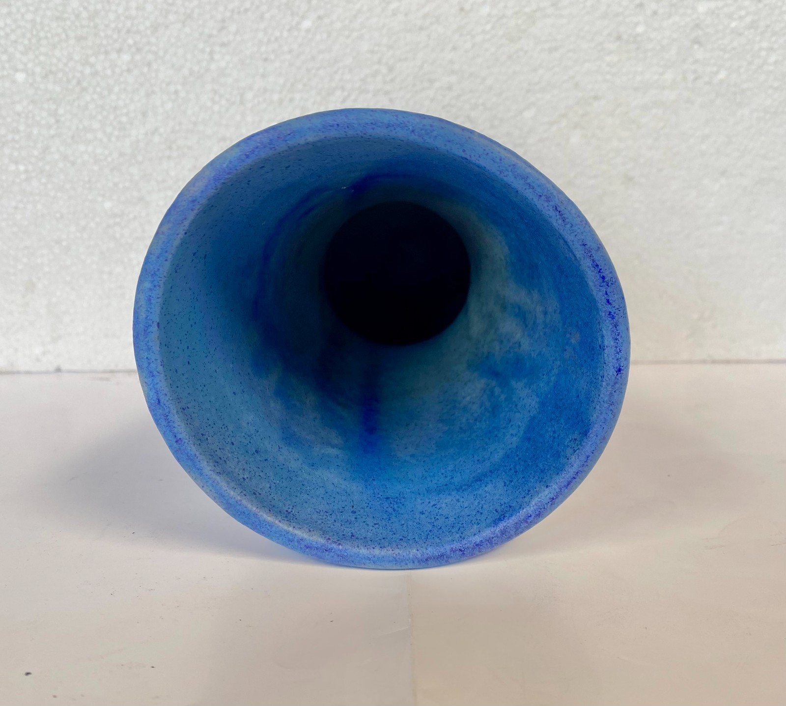 Cobalt Blue Matte Glazed Ceramic Earthenware Totemic Vase 7 3/4″ x 4 1/2″