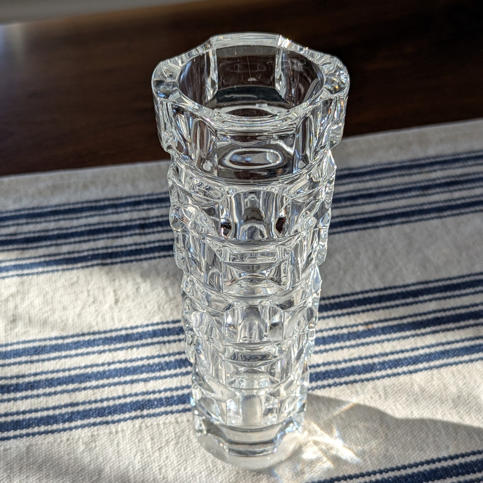 VTG MCM French Cristal D’Arques Heavy Lead Crystal Block Vase Cubist Brutalist