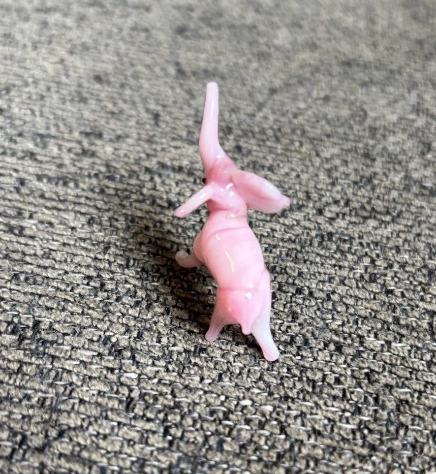 Vintage Blown Glass Pink Elephant Extremely Tiny Shelf Decor Plant Decoration