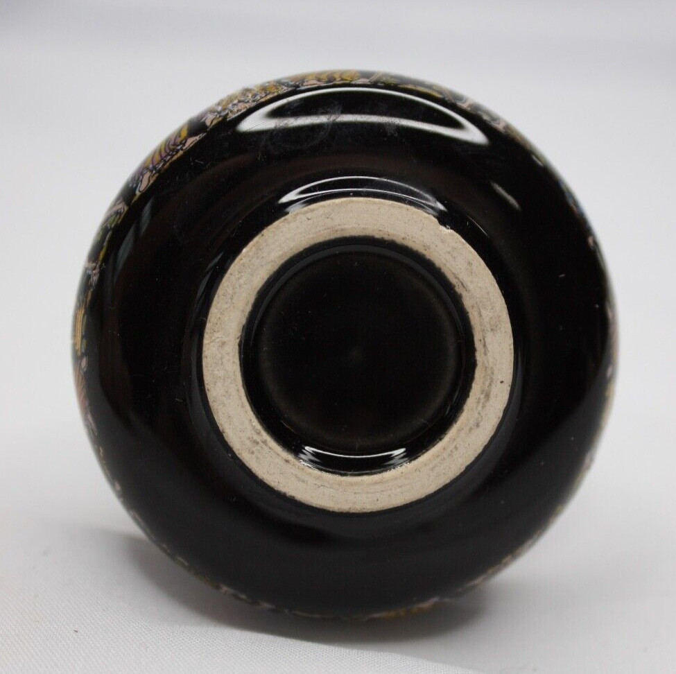 Porcelain Black Bottle Sappho & Bardaco Solid Perfume Pot Greece Dauber Cork