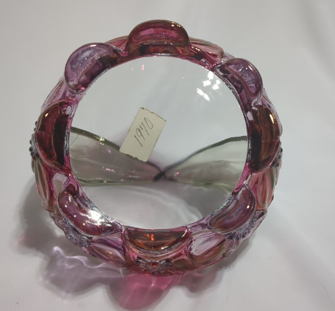 Westmoreland Pansy Flower Basket Glass Purple Pink, 4 inch round