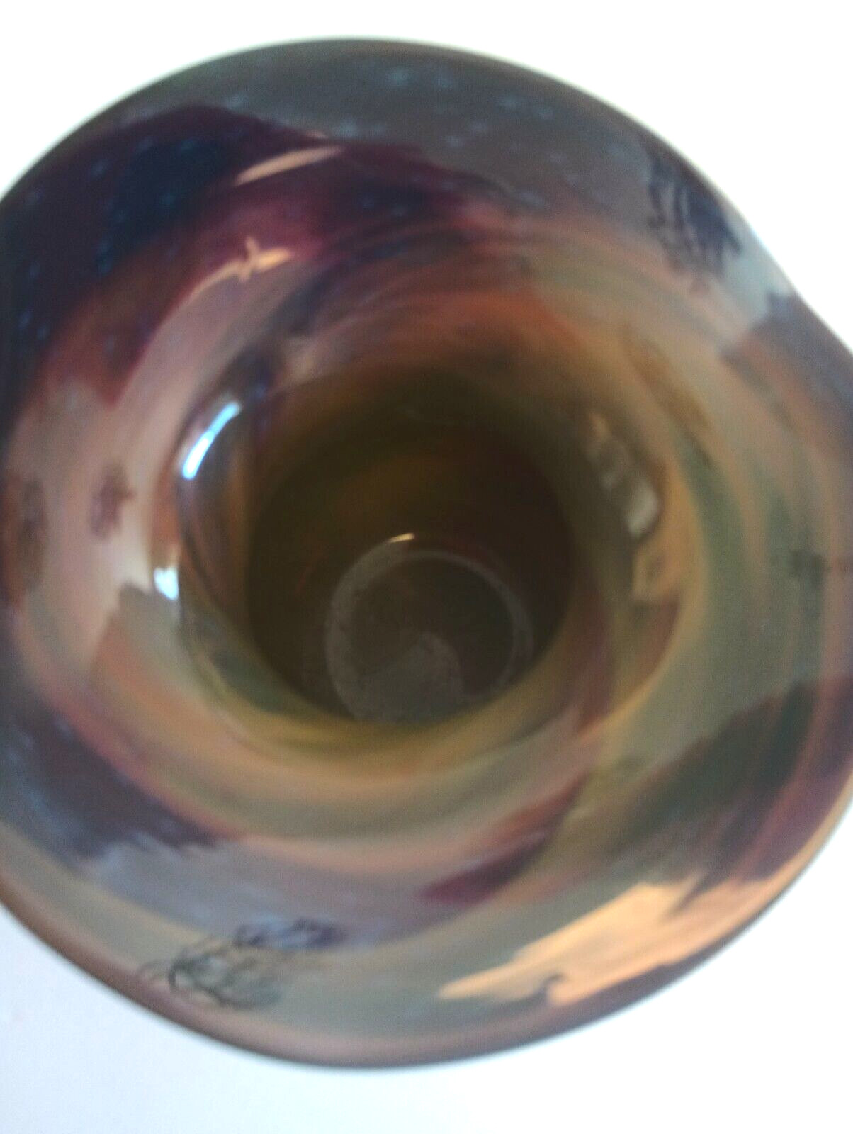 Egyptian Art Glass “El Enany & Son Co. Art Glass Shaping” Egypt Vase Ruffle Rim