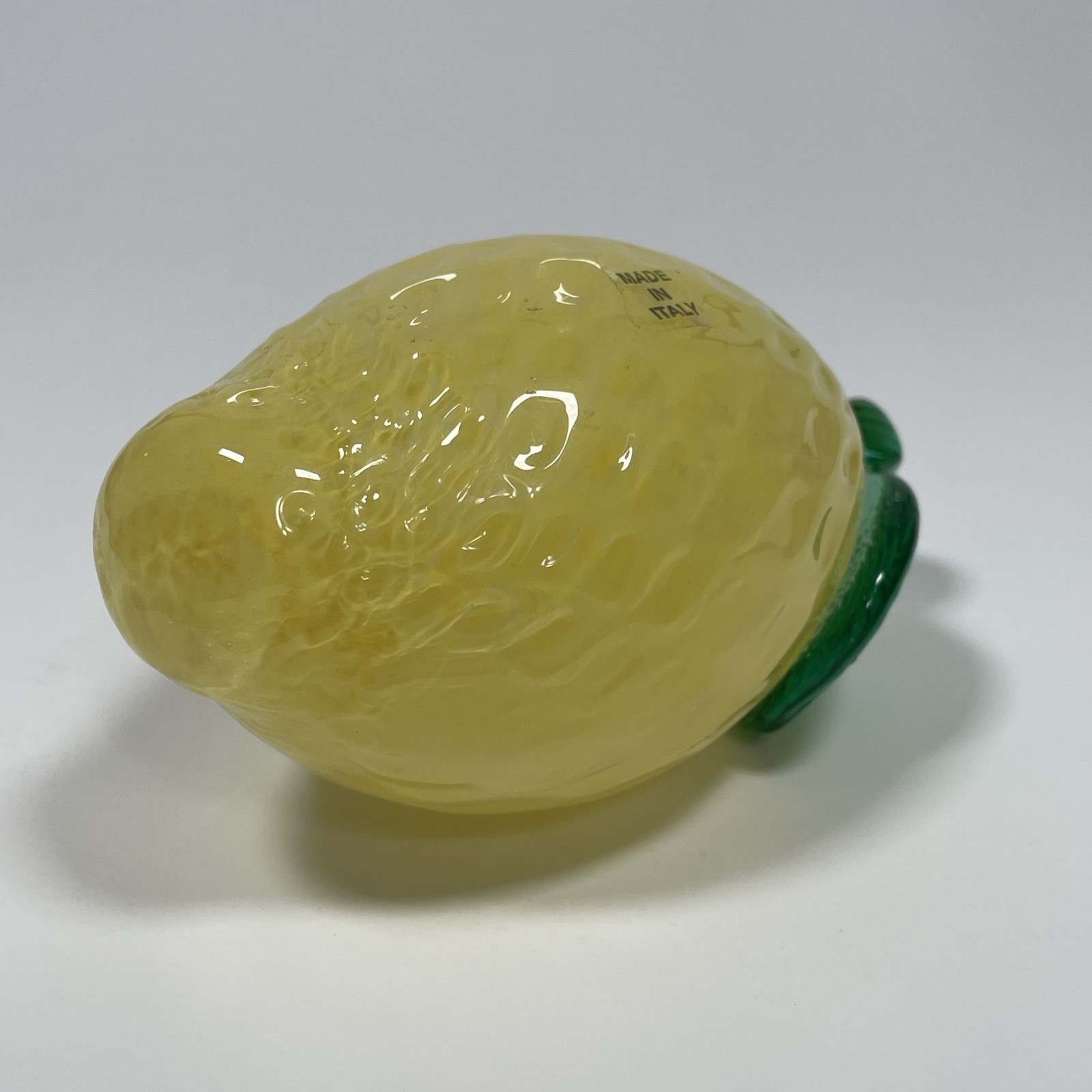 Vintage Murano Style Lemon Glass Fruit 4.5” Textured Dimples 7 oz Made in Italy