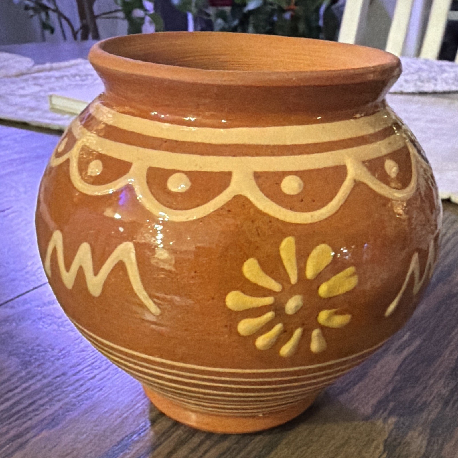Handmade Mexican Barro Rojo Olla Pottery Vase Terracotta Folk Art Clay Pot 5”