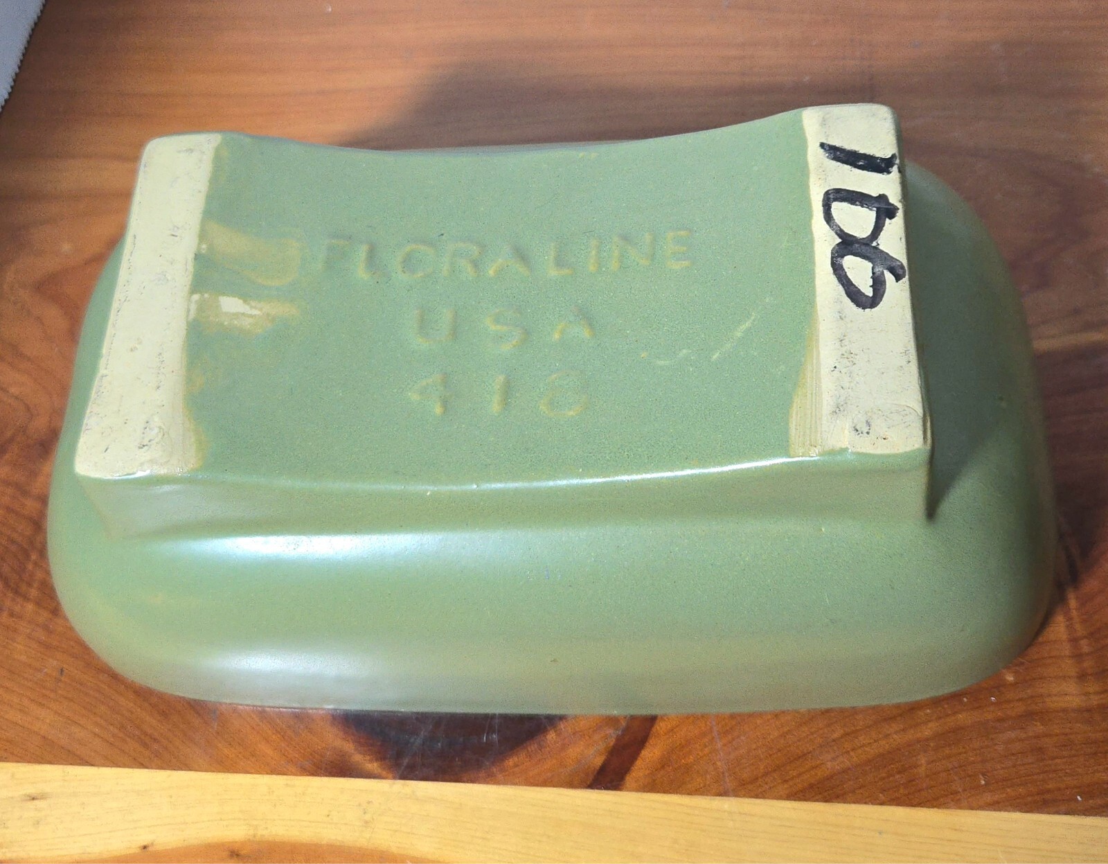 McCoy Floraline Planter #418, Olive Green, 1960’s – 1970’s, Small (C1 ACC)