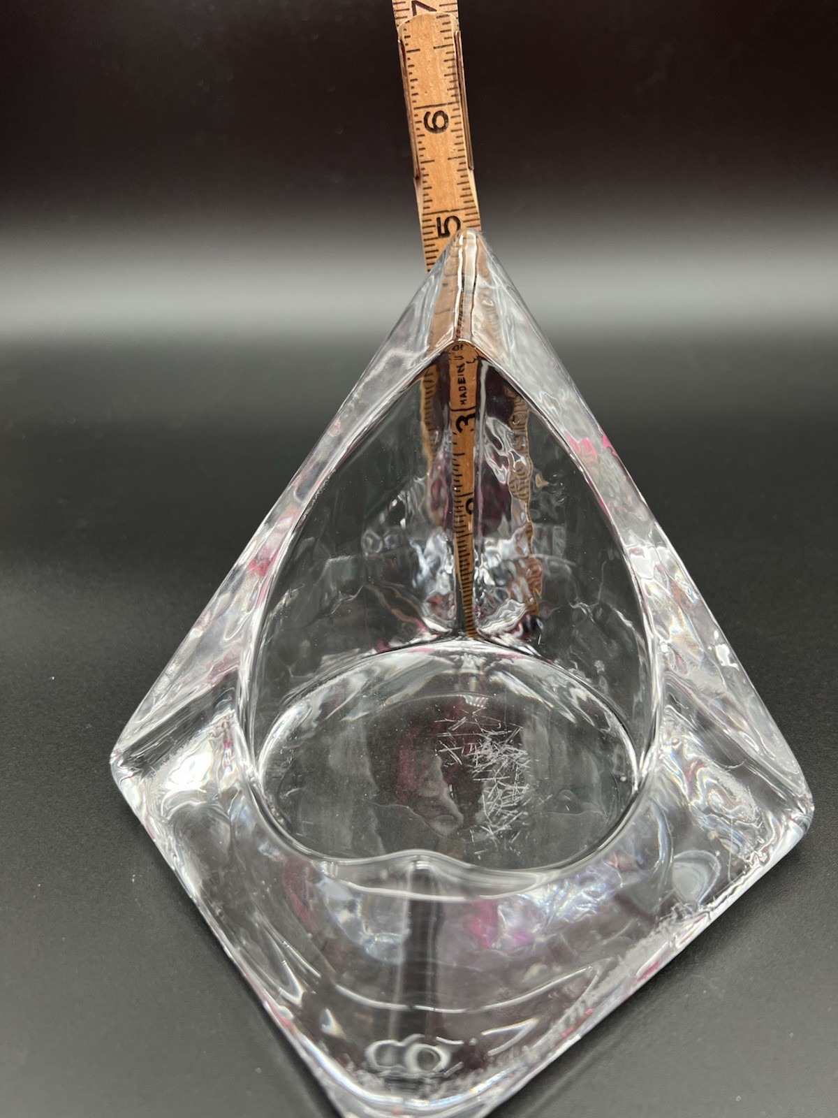 MCM Nybro Crystal Pyramid Shaped Candle Holder From Sweden, Tord Kjellstrom