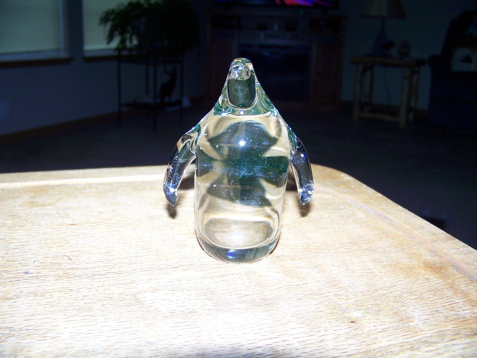 Vtg Clear Art Glass Penguin Figurine or Paperweight Hand Blown??? Cute & Nice!