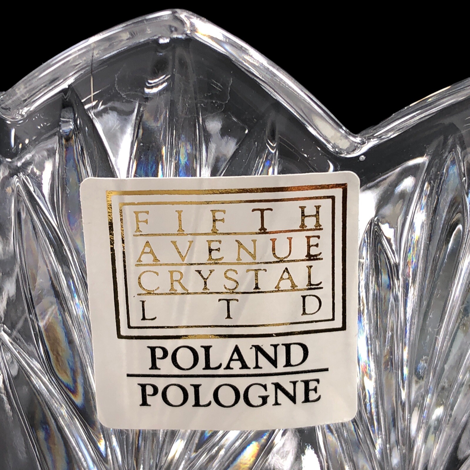 2ct Fifth Avenue Crystal Glass Hurricane Candle Holder Vase Lead Poland 7 1/2 in