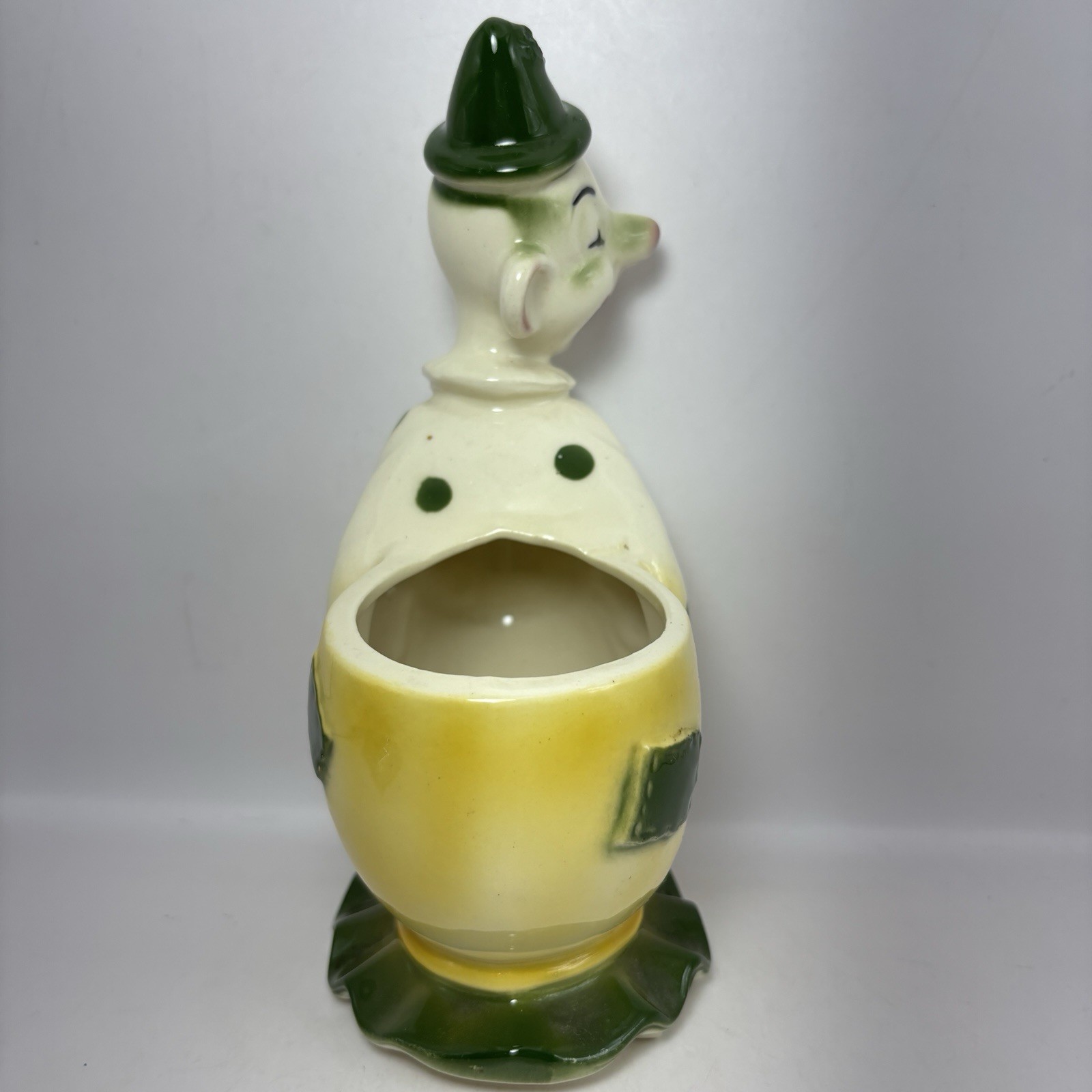 Vintage Royal Copley Vintage Clown Ceramic Planter – Yellow & Green