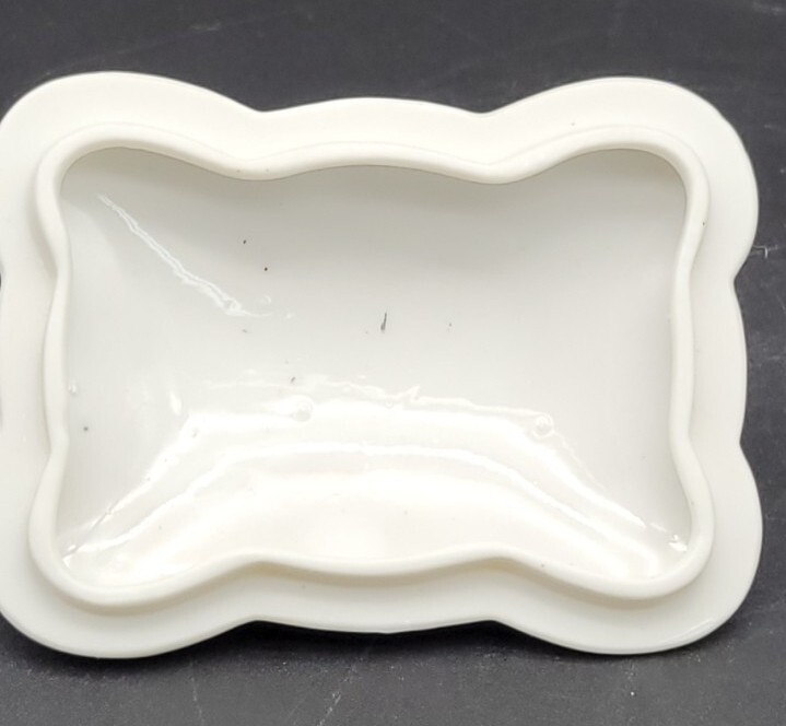 L & M Bond Ware Footed Covered Trinket Box Porcelain/glass box Rose Decor